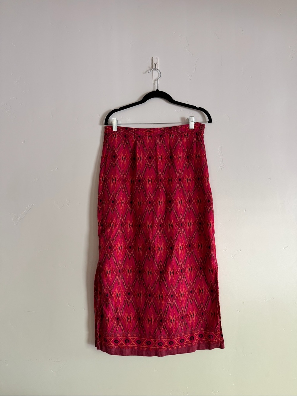 Women’s Red Patterned Midi Skirt